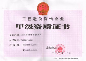 工程造價(jià)咨詢(xún)企業(yè)甲級(jí)資質(zhì)證書(shū)